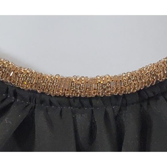 HAE Black Halter Beaded Round Neckline 1X Lightweight Flowy Soft Keyhole Back - Picture 2 of 5